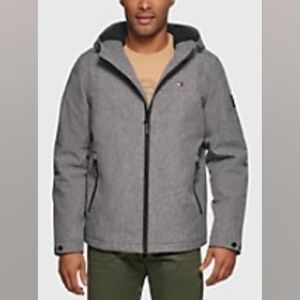Tommy Hilfiger Mens Jacket Coat with Hood Size Large Color Open Gray